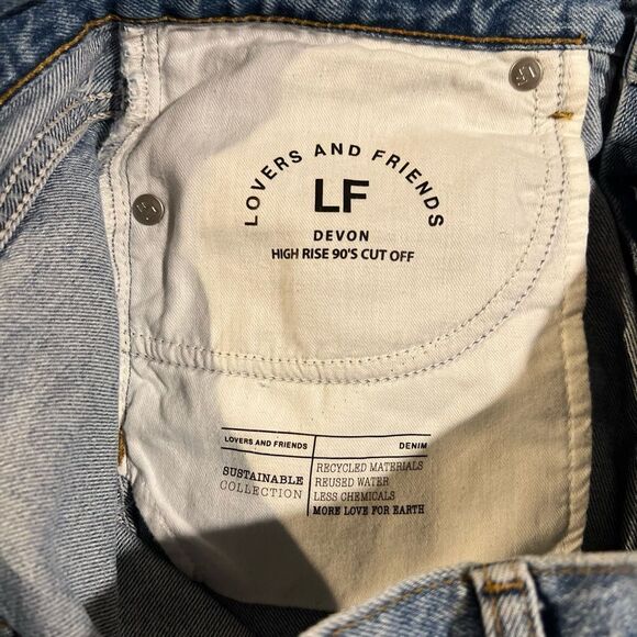 Lovers + Friends Devon High Waist Denim Cutoff Shorts in Islandia - Picture 9 of 12